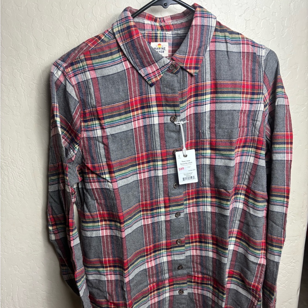 Marine Layer Viola Relaxed Flannel Shirt Women size M